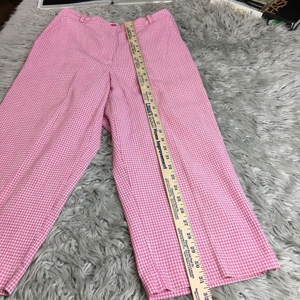Pink Gingham Capri Pants | Coastal Preppy Resort Golf Cottagecore Alfred Dunner - Picture 4 of 8